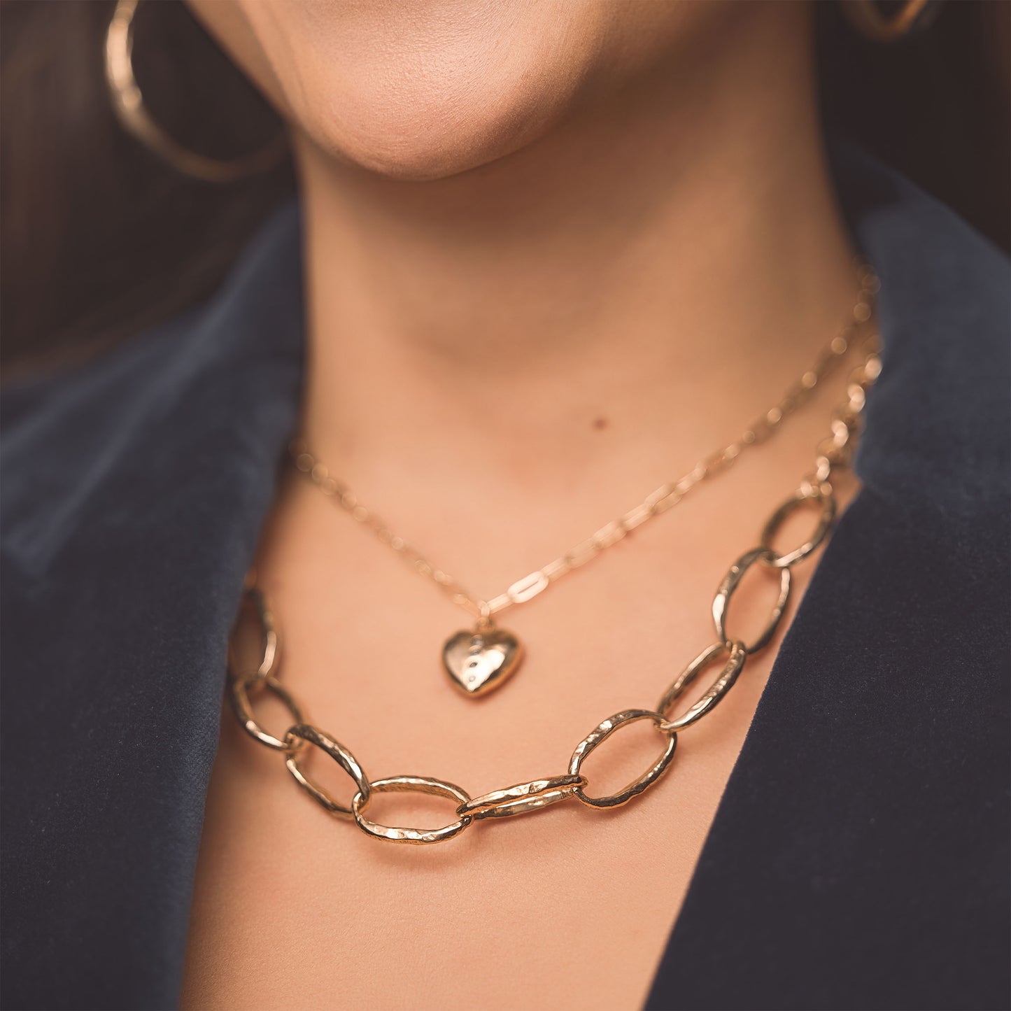 Golden Shining Love Necklace with Gold Filled Chain