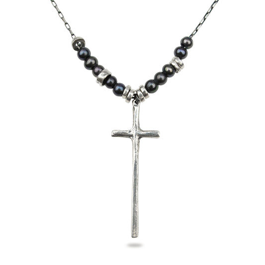 Grounded Cross Silver Necklace Custom Made Jewelry by Collection 1304 for boutiques wholesale accounts NY Now Dallas Market