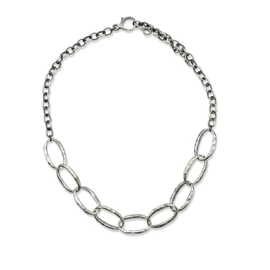 Hand Linked Sterling Silver Necklace Custom Made Jewelry by Collection 1304 for boutiques wholesale accounts NY Now Dallas Market